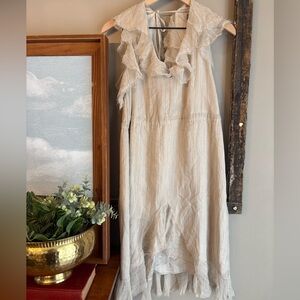 NWT L’Agence Cream and Tan Sophie Ruffled Dress